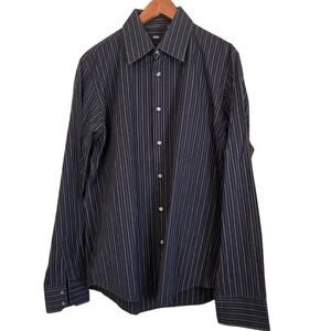HugoBoss Designer Classic Pinstripe QuietLuxury Dark Academia Dress Shirt 161/2